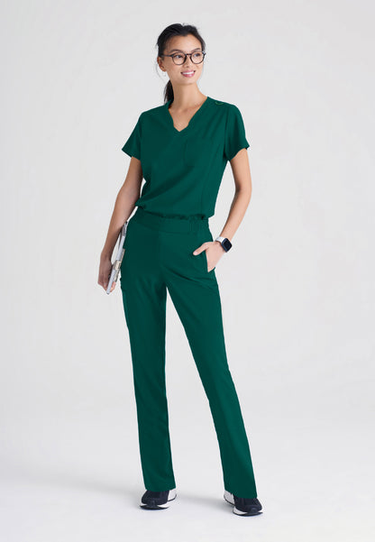 Sway Banded V-Neck Tuck-In Top - Hunter Green