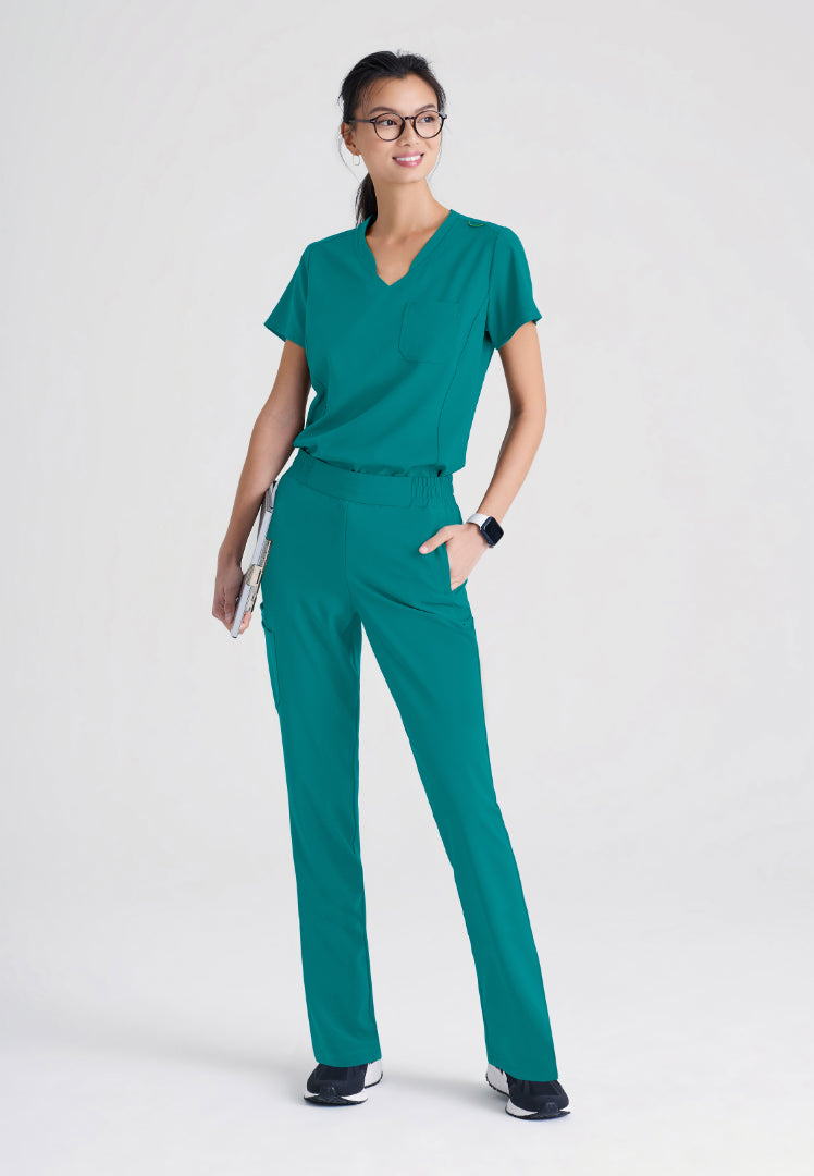 Grey's Anatomy™ Evolve "Sway" Banded V-Neck Tuck-In Top - Teal