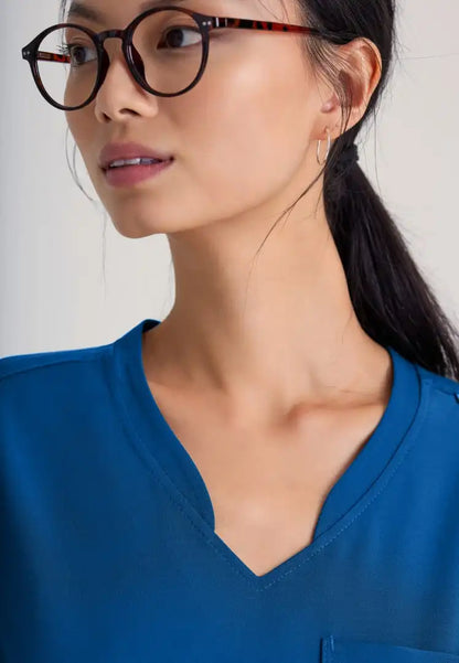 Grey's Anatomy™ Evolve "Sway" Banded V-Neck Tuck-In Top - New Royal - The Uniform Store