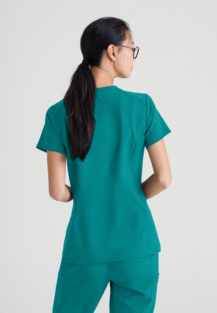 Grey's Anatomy™ Evolve "Sway" Banded V-Neck Tuck-In Top - Teal