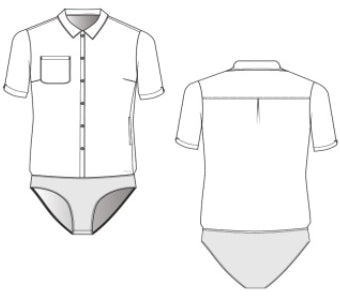 Line Drawing for Terran 2-Pocket Bodysuit - Black