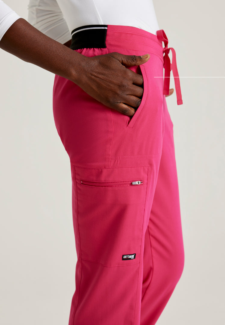 Grey's Anatomy™ Spandex Stretch "Kim" 3-Pocket Pant - Vibrance Pink