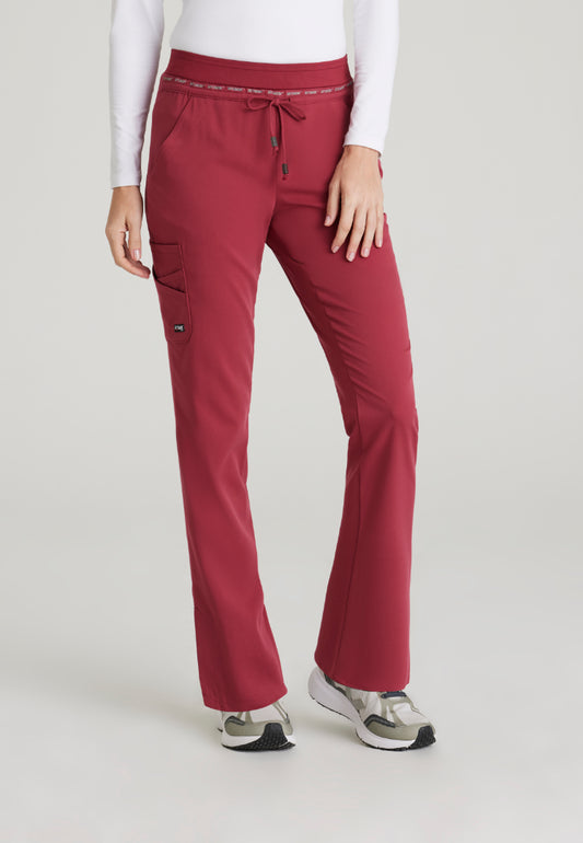 Grey's Anatomy™ Spandex Stretch "Serena" 7-Pocket Mid-Rise Tapered Leg Scrub Pant - Maple Red