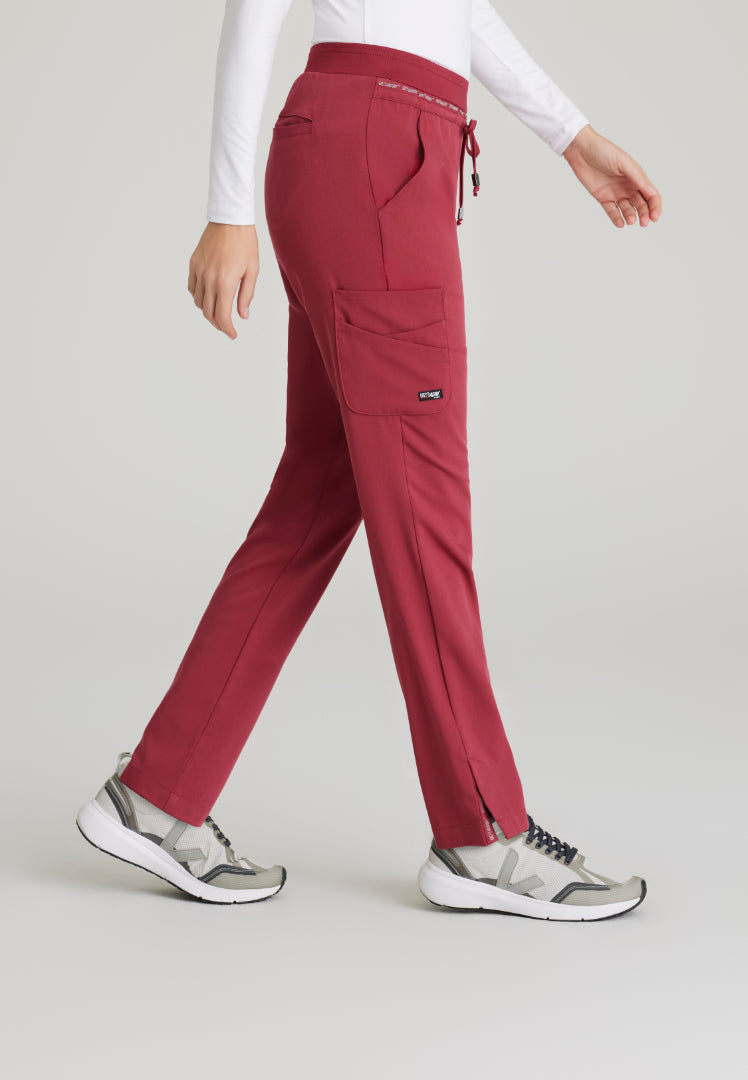 Grey's Anatomy™ Spandex Stretch "Serena" 7-Pocket Mid-Rise Tapered Leg Scrub Pant - Maple Red