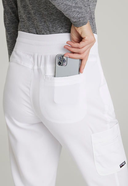 Pantalón médico deportivo de tiro medio con cinco bolsillos Eden - Blanco