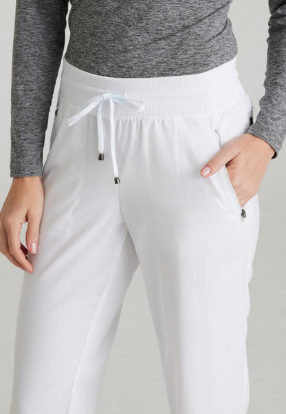 Pantalón médico deportivo de tiro medio con cinco bolsillos Eden - Blanco