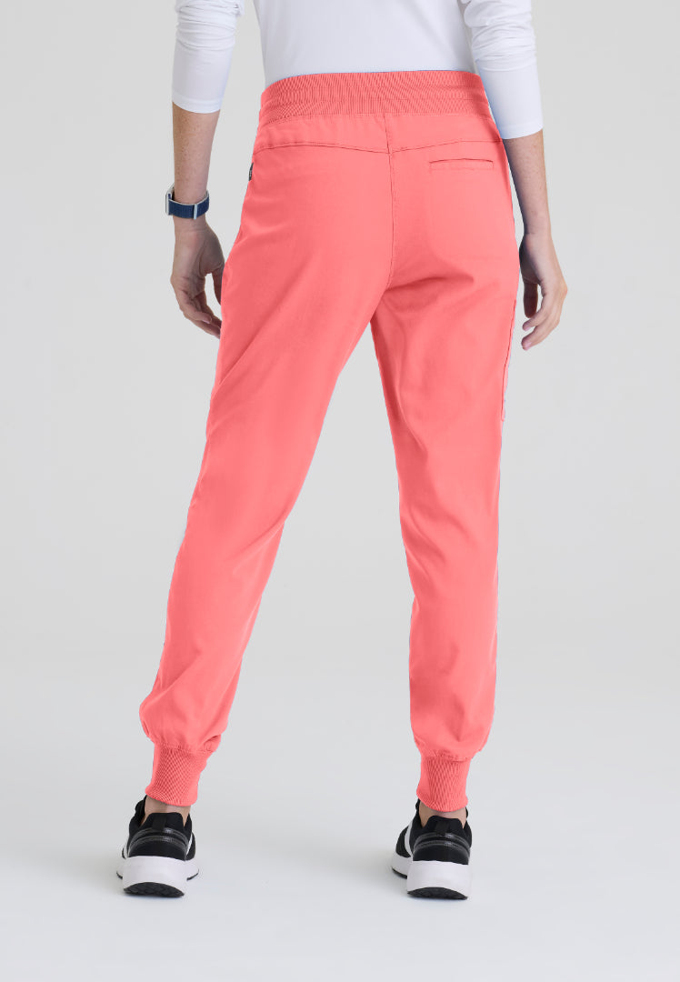 Eden 5-Pocket Mid-Rise Jogger Scrub Pant - Coral Bloom