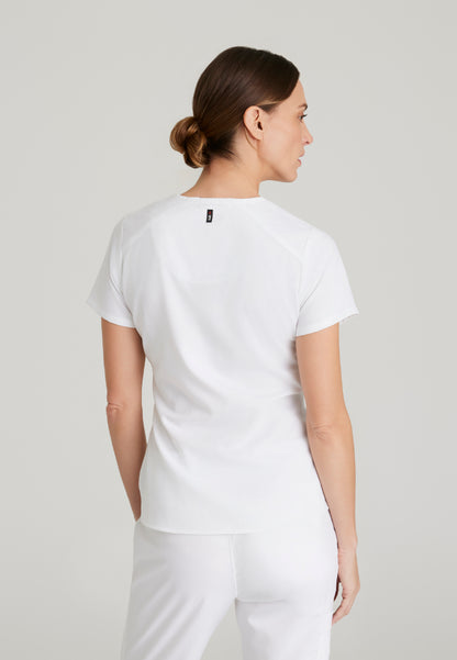 Emma 4-Pocket V-Neck Scrub Top - White