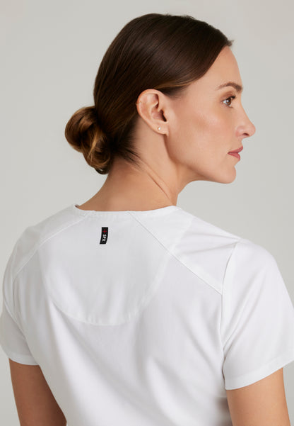 Emma 4-Pocket V-Neck Scrub Top - White