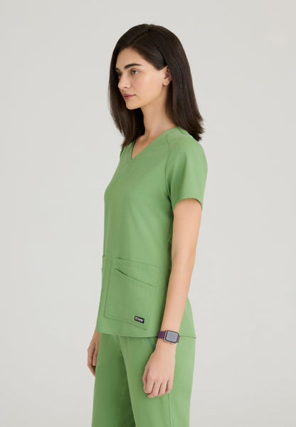 Emma 4-Pocket V-Neck Scrub Top - Sweet Basil
