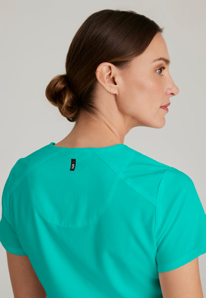 Blusa médica Emma con cuello en V y cuatro bolsillos - Aguamarina alpina