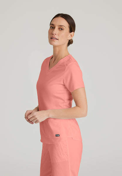Emma 4-Pocket V-Neck Scrub Top - Bright Papaya