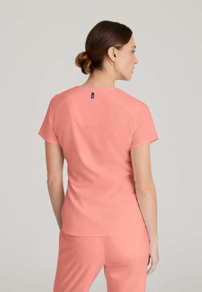 Emma 4-Pocket V-Neck Scrub Top - Bright Papaya