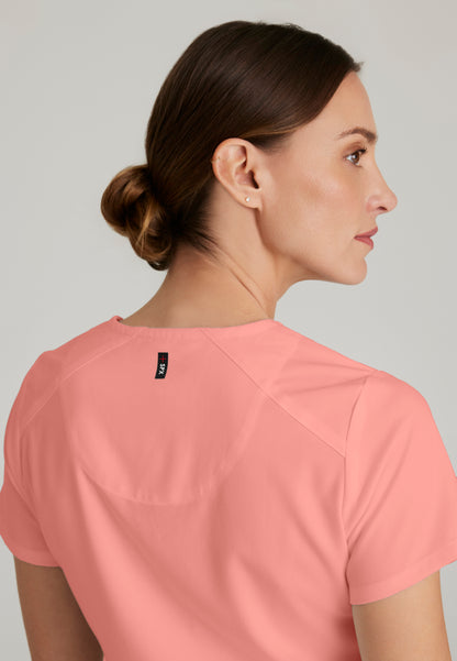 Emma 4-Pocket V-Neck Scrub Top - Bright Papaya