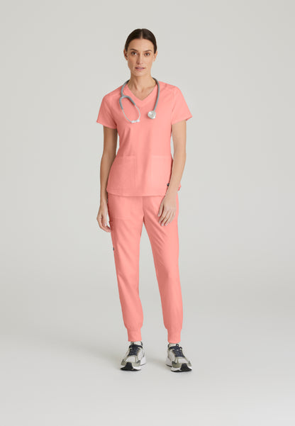 Emma 4-Pocket V-Neck Scrub Top - Bright Papaya