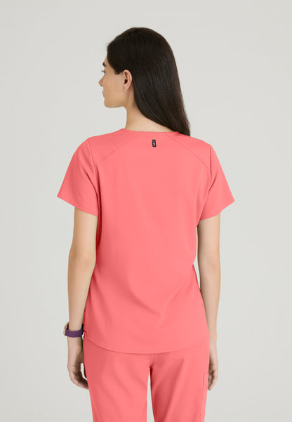 Emma 4-Pocket V-Neck Scrub Top - Coral Bloom