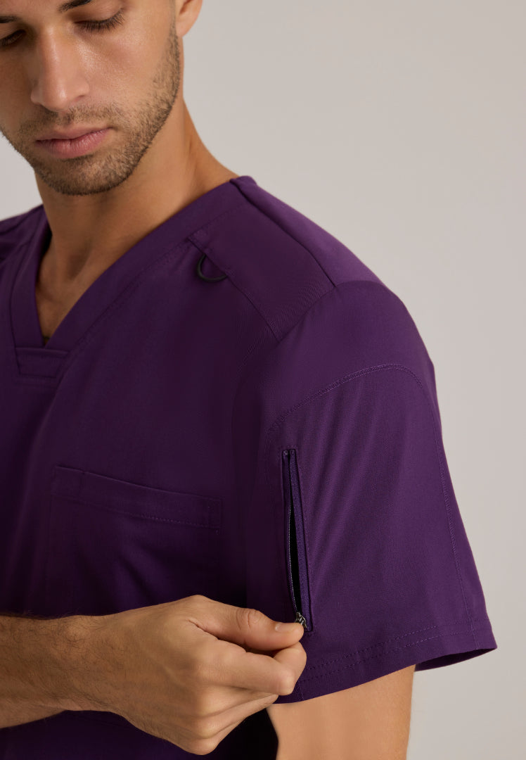 Blusa médica Murphy con cuello en V y dos bolsillos - Berenjena