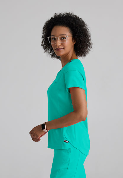 Blusa médica Capri de dos bolsillos - Aguamarina alpina