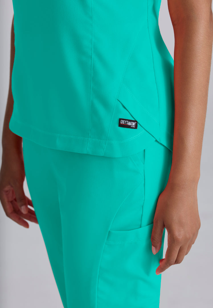 Grey's Anatomy™ Spandex Stretch "Capri" 2-Pocket Scrub Top - Alpine Aqua