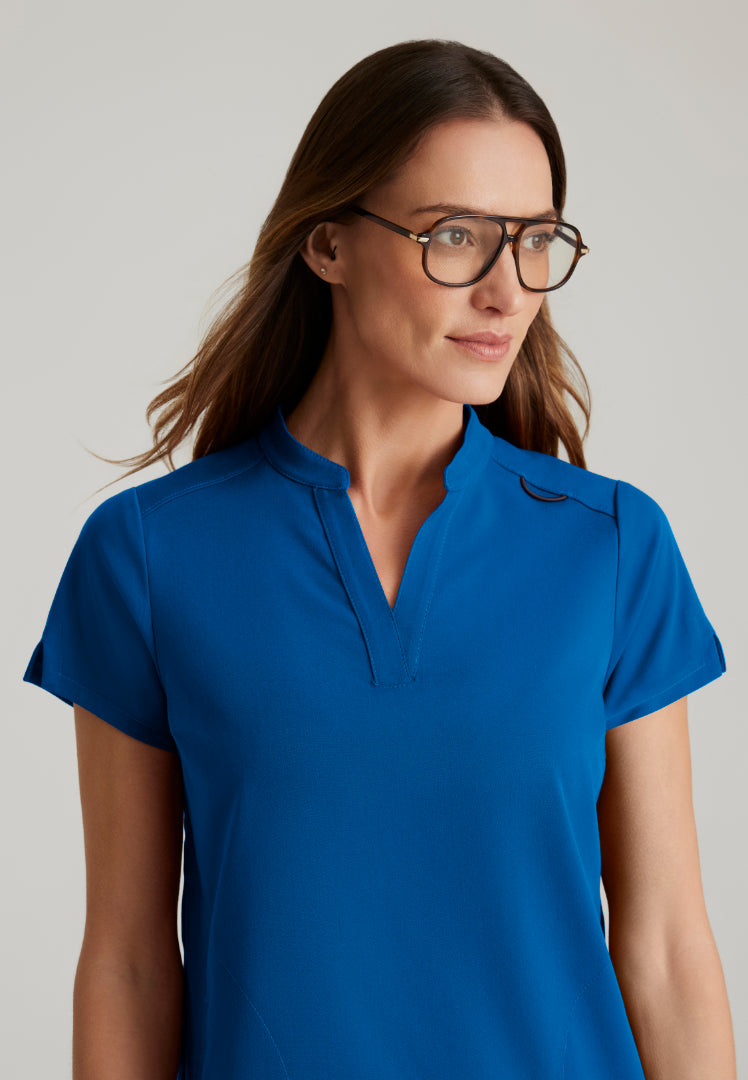 Grey's Anatomy™ Spandex Stretch "Avery" 2-Pocket Scrub Top - New Royal