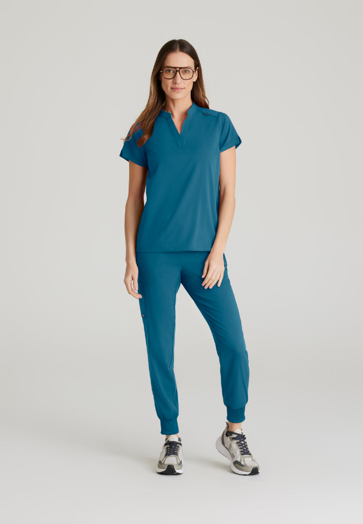 Grey's Anatomy™ Spandex Stretch "Avery" 2-Pocket Scrub Top - Bahama