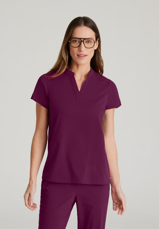 Grey's Anatomy™ Spandex Stretch "Avery" 2-Pocket Scrub Top - Wine