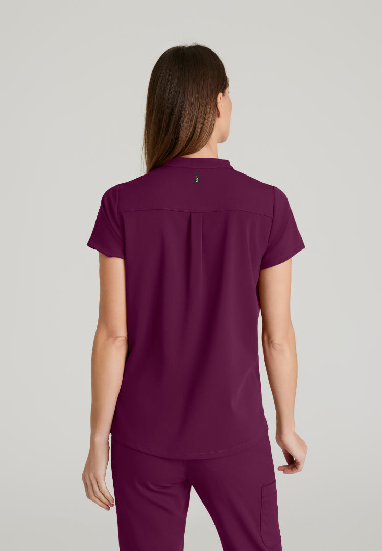 Grey's Anatomy™ Spandex Stretch "Avery" 2-Pocket Scrub Top - Wine