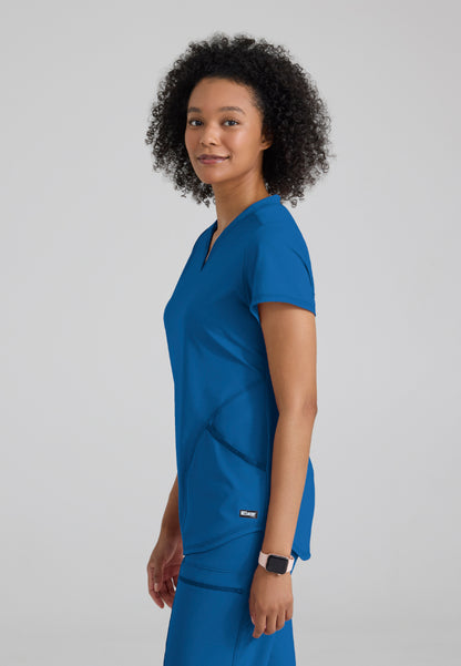 Define 2-Pocket V-Neck Top - New Royal