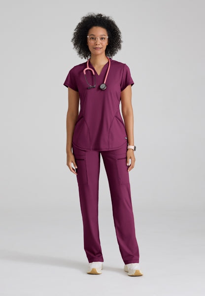 Define 2-Pocket V-Neck Top - Wine