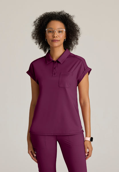 Haut à col et poche en tricot extensible Grey's Anatomy « Renew » pour femme - Vin