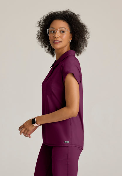 Haut à col et poche en tricot extensible Grey's Anatomy « Renew » pour femme - Vin