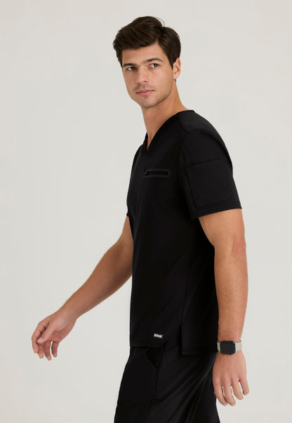Clarity 2-Pocket V-Neck Scrub Top - Black