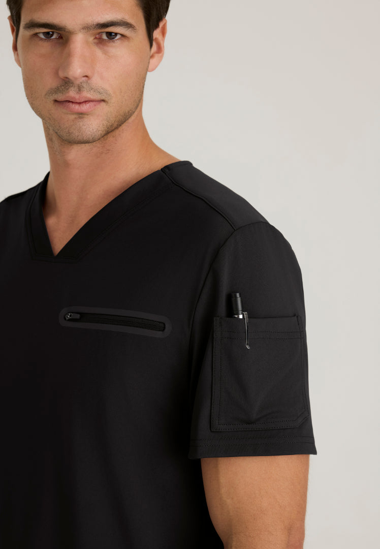 Clarity 2-Pocket V-Neck Scrub Top - Black