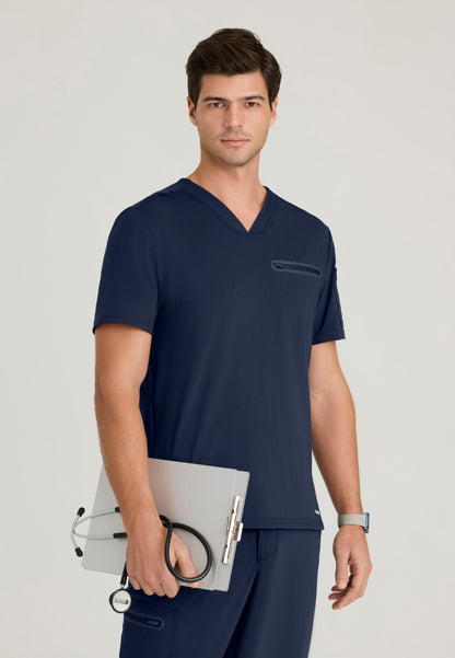 Clarity 2-Pocket V-Neck Scrub Top - Indigo