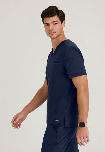 Clarity 2-Pocket V-Neck Scrub Top - Indigo