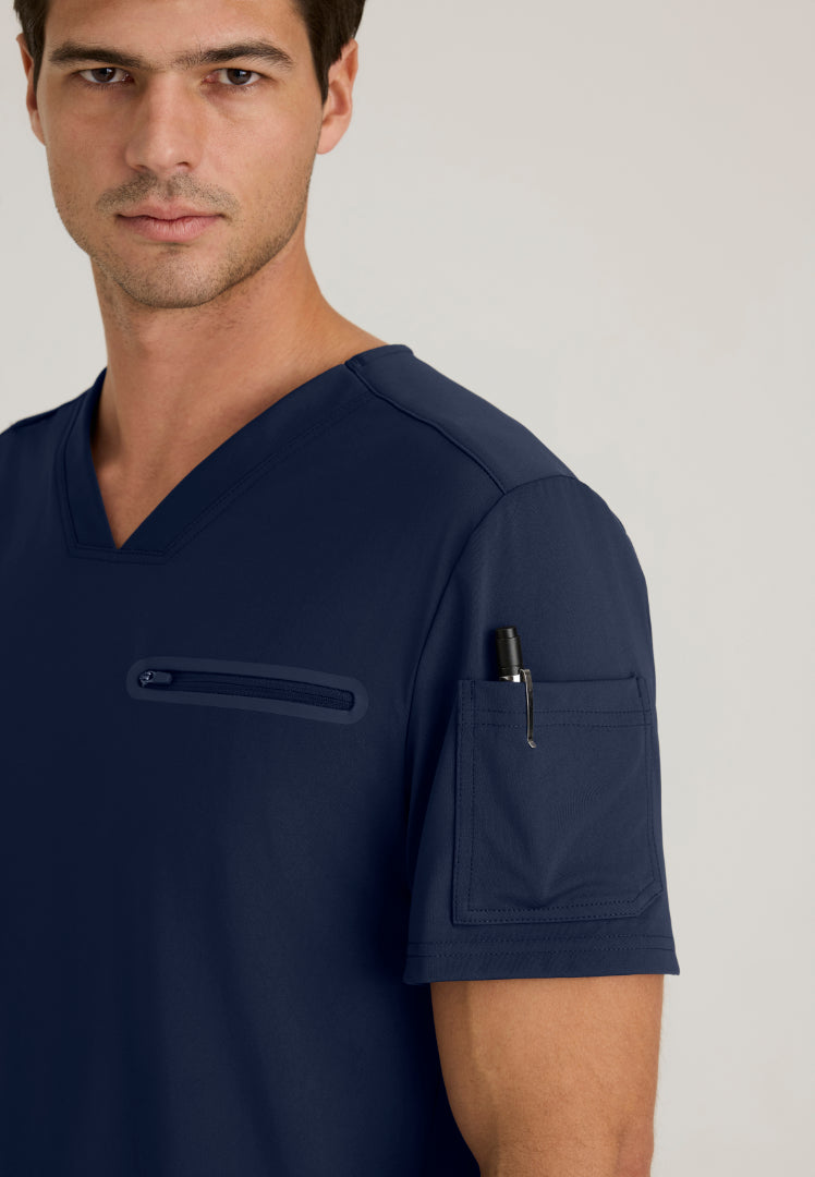 Clarity 2-Pocket V-Neck Scrub Top - Indigo