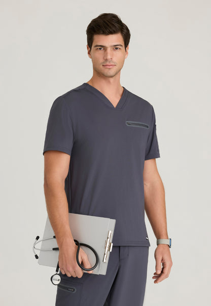 Clarity 2-Pocket V-Neck Scrub Top - Steel