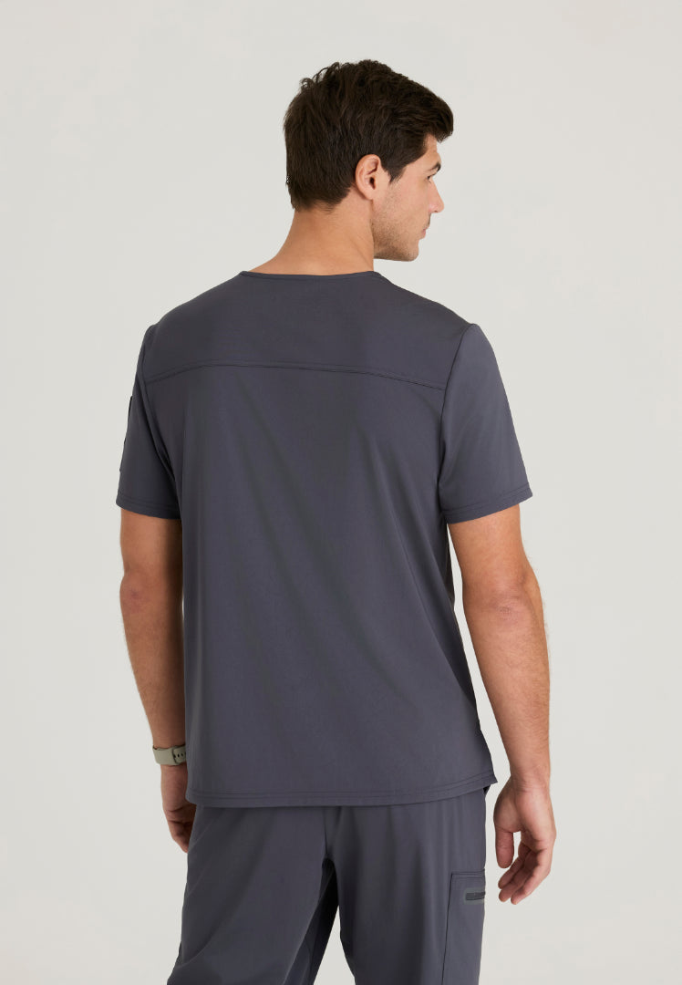 Clarity 2-Pocket V-Neck Scrub Top - Steel