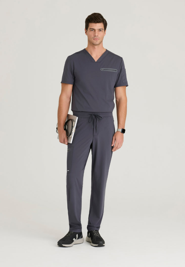 Clarity 2-Pocket V-Neck Scrub Top - Steel