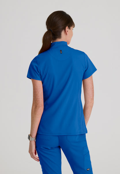 Kristi 2-Pocket Zip Front Scrub Top - New Royal