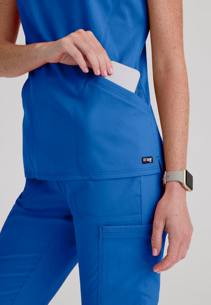 Kristi 2-Pocket Zip Front Scrub Top - New Royal