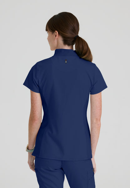 Kristi 2-Pocket Zip Front Scrub Top - Indigo