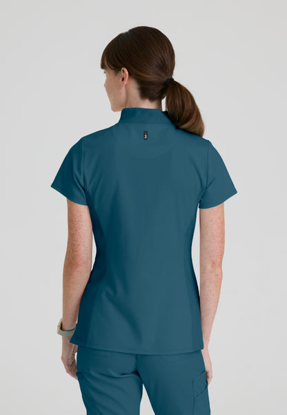 Kristi 2-Pocket Zip Front Scrub Top - Bahama