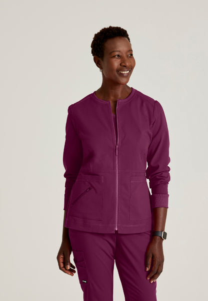 Veste médicale 3 poches « Millie » en élasthanne extensible Grey's Anatomy pour femme - Vin