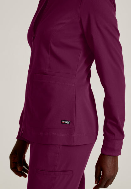 Veste médicale 3 poches « Millie » en élasthanne extensible Grey's Anatomy pour femme - Vin