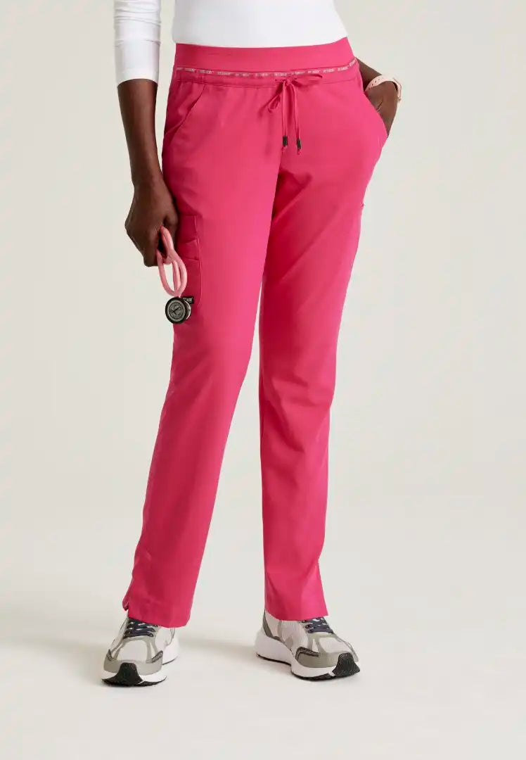 Grey's Anatomy™ Spandex Stretch "Serena" 7-Pocket Mid-Rise Tapered Leg Scrub Pant - Vibrance Pink - The Uniform Store