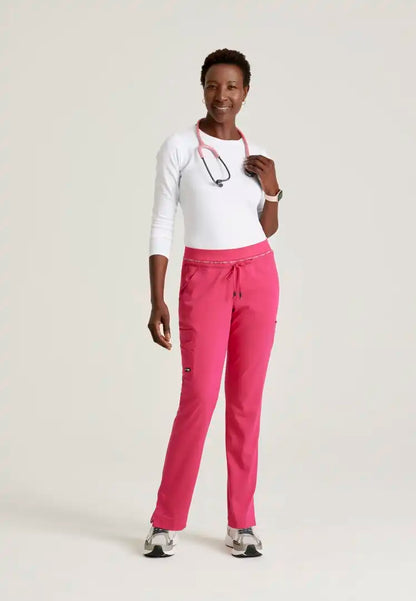 Grey's Anatomy™ Spandex Stretch "Serena" 7-Pocket Mid-Rise Tapered Leg Scrub Pant - Vibrance Pink - The Uniform Store