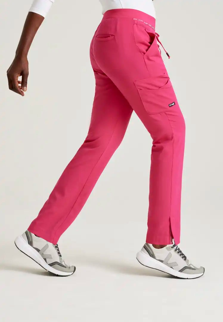 Pantalon d'uniforme médical à jambe fuselée à taille moyenne à 7 poches Serena - Vibrance Pink