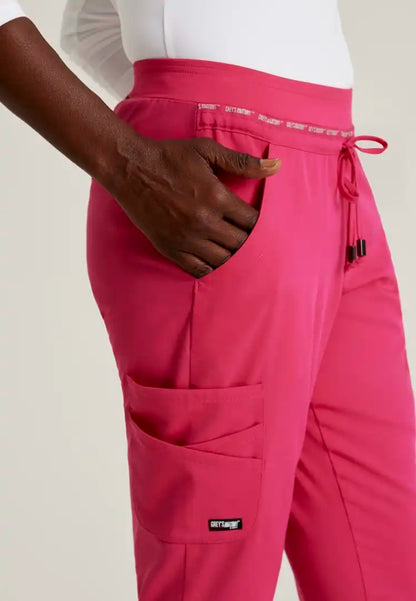 Grey's Anatomy™ Spandex Stretch "Serena" 7-Pocket Mid-Rise Tapered Leg Scrub Pant - Vibrance Pink - The Uniform Store