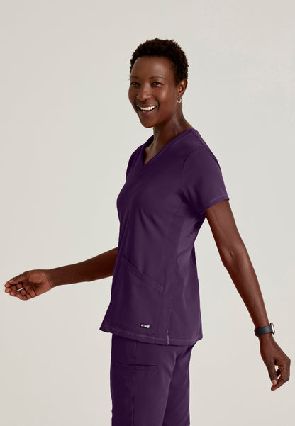 Serena 3-Pocket Ribbed Scrub Top - Eggplant